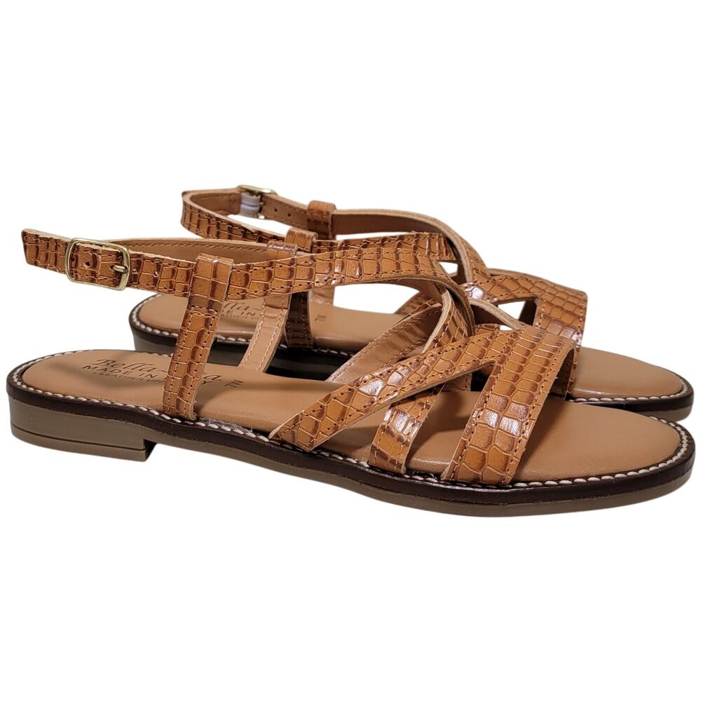 Bella Vita Women Tya-Italy Slingback Strappy Sandals Size US 7W Natural Leather